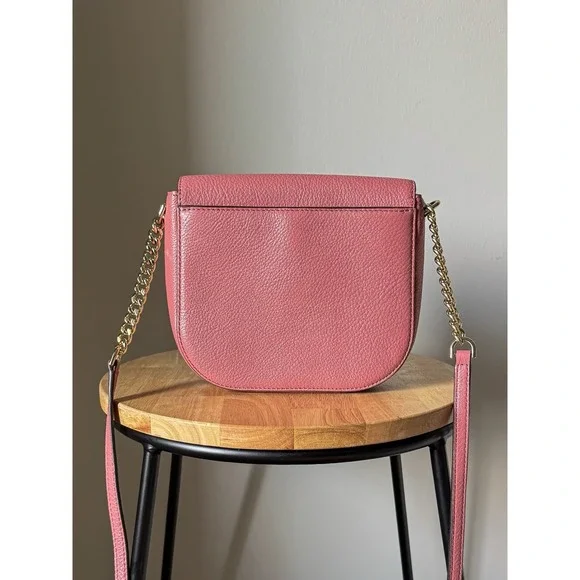 Michael Kors Women's Pebbled Leather Crossbody Bag Pink Gold Chain Strap - Picture 2 of 6